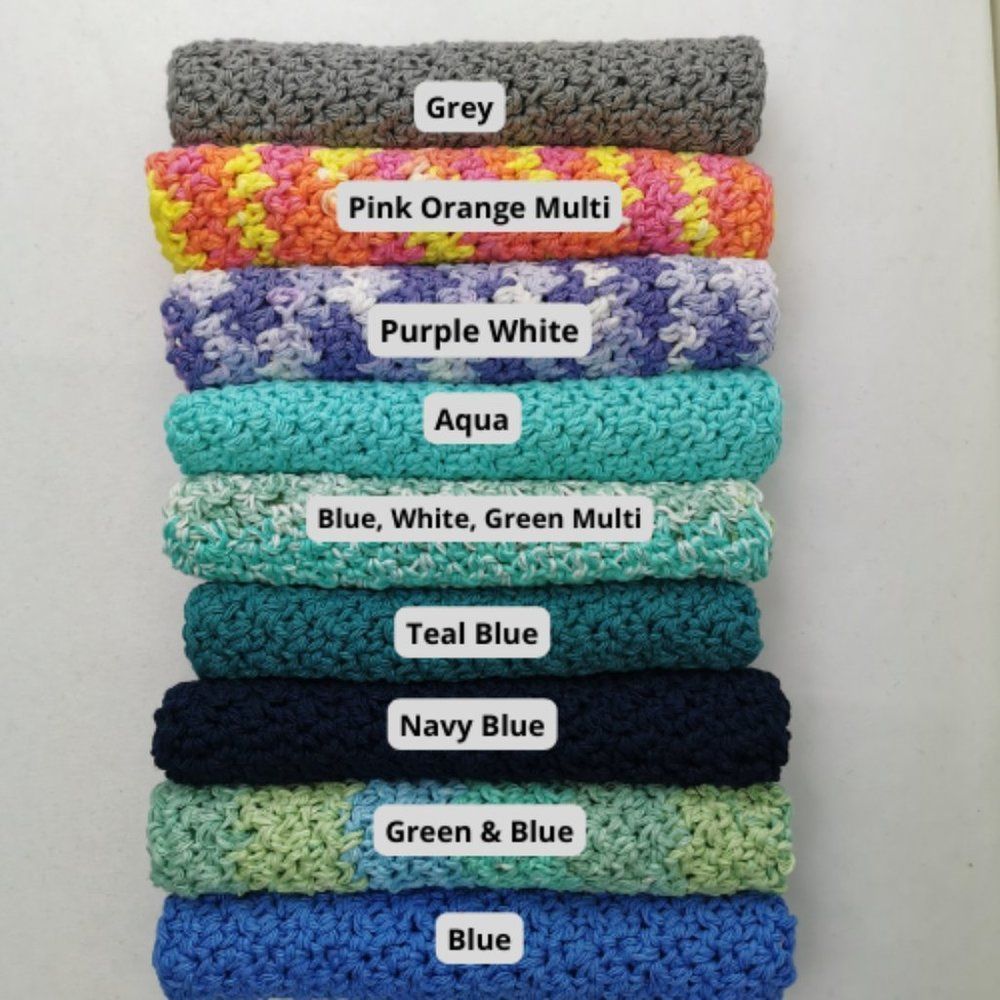 Handmade Crochet Wash Clothes, set  of 2, 100% cotton - Picture 2 of 14